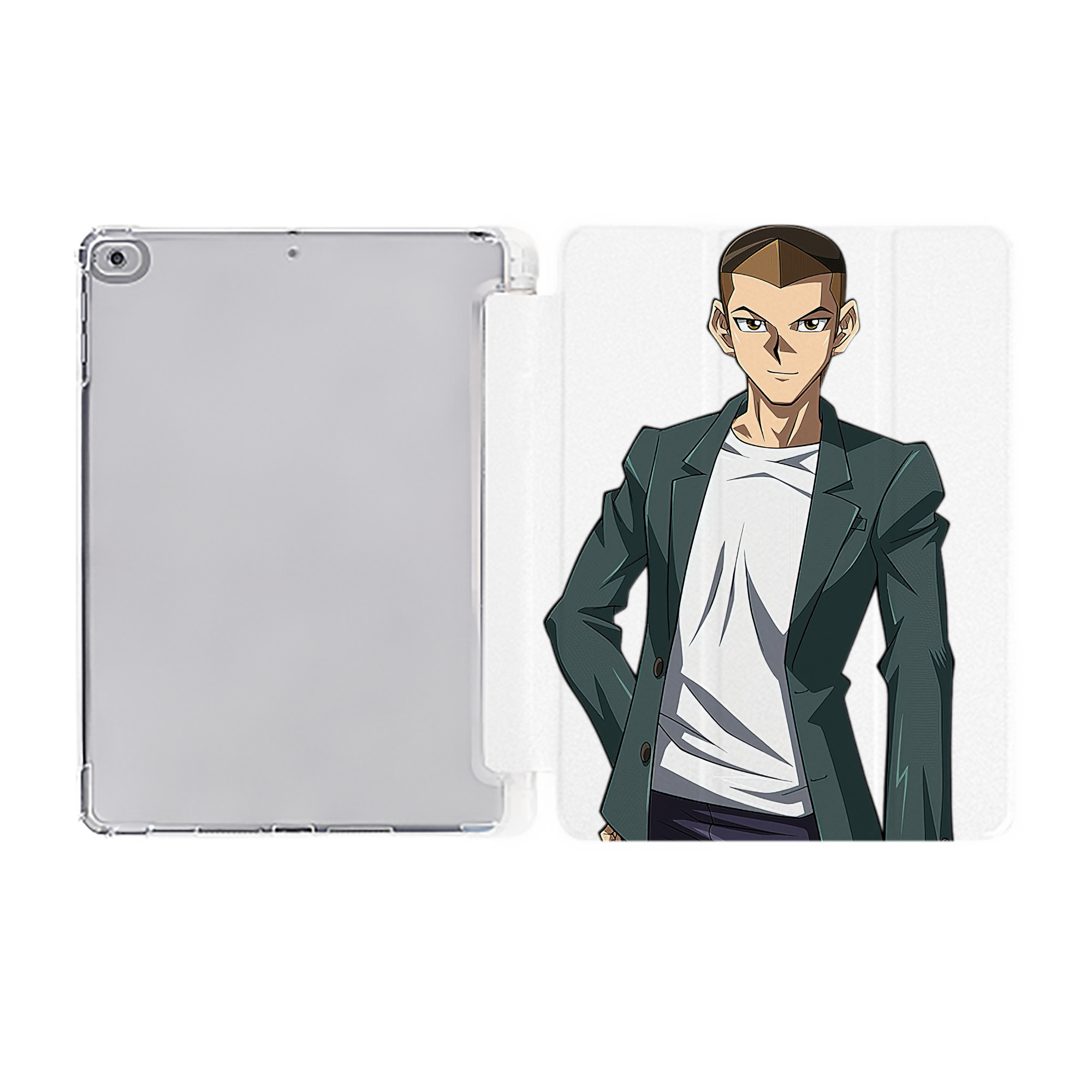（画像用） 遊☆戯☆王 Yu-Gi-Oh! IPad ケース ペン収納付き 三つ折りスタンド PUレザー×シリコン 対応機種9.5/10.5/10.9インチ